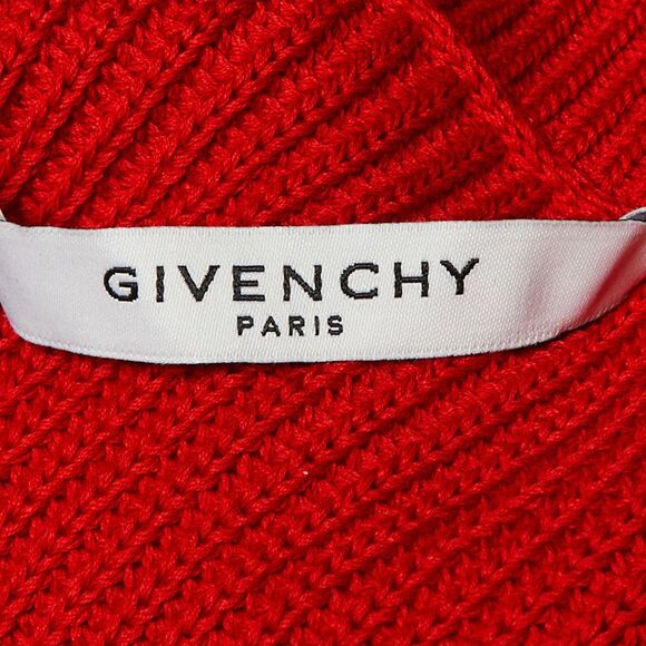 Givenchy Red Knit Asymmetric Zipper Chain Detail Sweater Xs - Picture 4 of 6